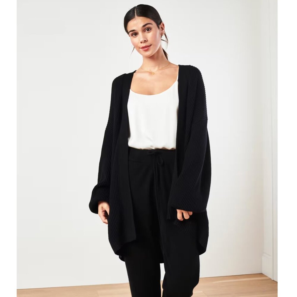 NWT Quince 100% Organic Cotton Oversized Cardigan Black XL